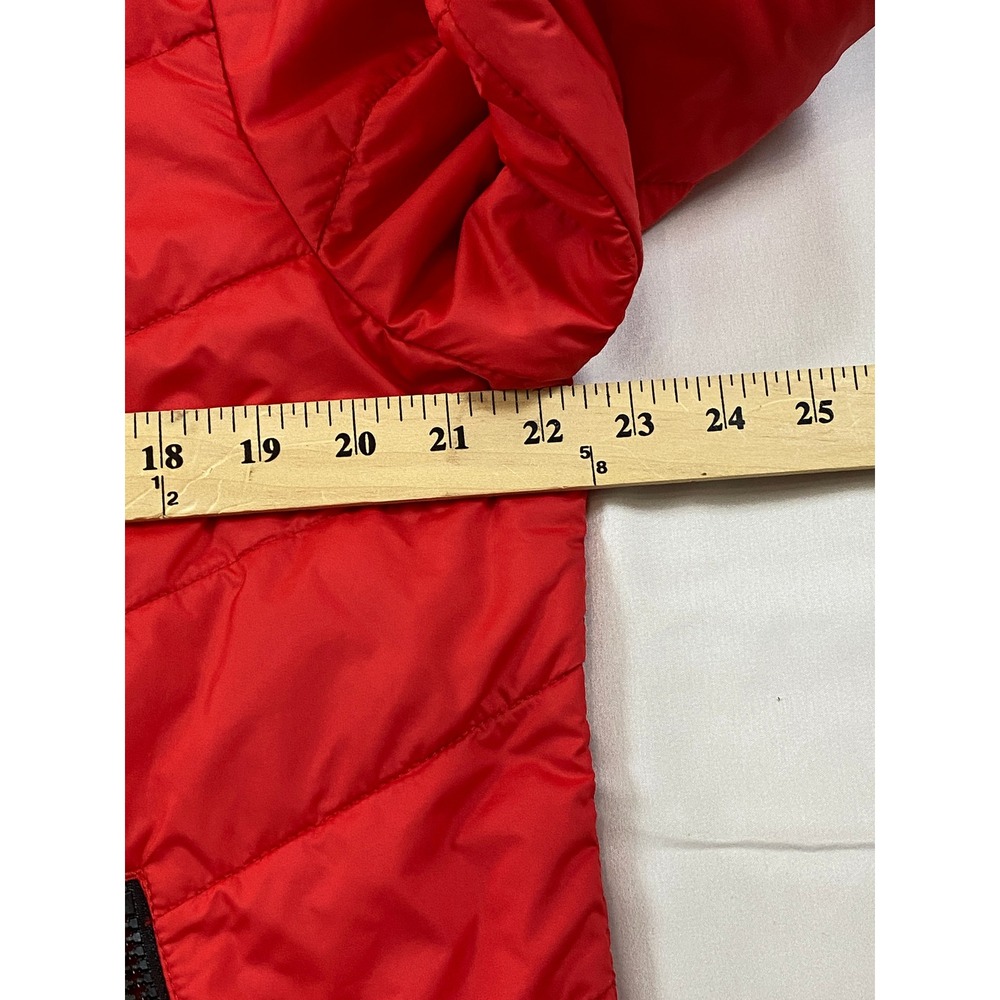 The North Face Red Puffer Jacket Womens Large Chevron Quilted Zip - Picture 11 of 13